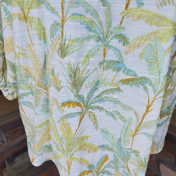 LC Lauren Conrad NWOT Green and Yellow Palm Blouse Boho Peasant Long Sleeve - Picture 13 of 13